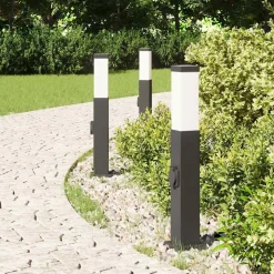 vidaXL Bolderverlichting met stopcontact 3 stuks 50 cm Zwart IP44