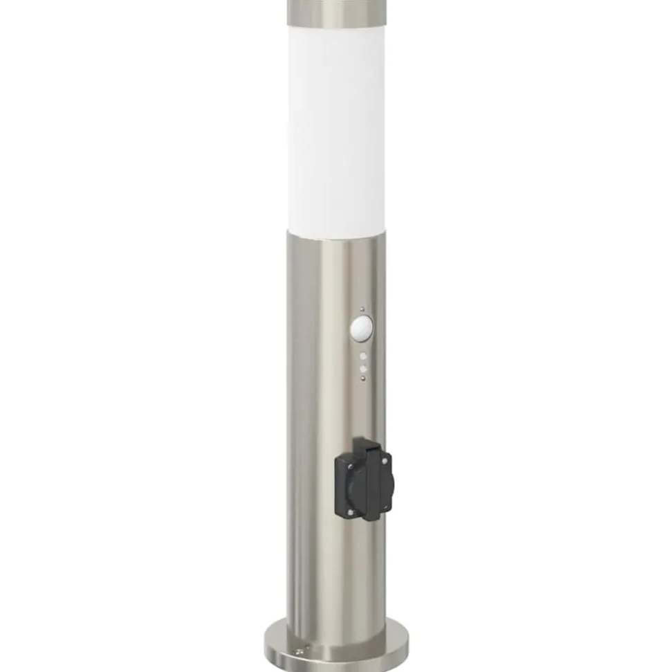 vidaXL Bolderverlichting met sensor en stopcontact 50 cm roestvrij staal IP44