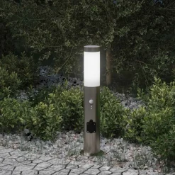 vidaXL Bolderverlichting met sensor en stopcontact 50 cm roestvrij staal IP44