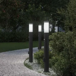 vidaXL Bolderverlichting met sensor en stopcontact 3 stuks 80 cm roestvrij staal IP44