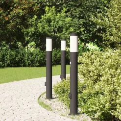 vidaXL Bolderverlichting met sensor en stopcontact 3 stuks 80 cm roestvrij staal IP44