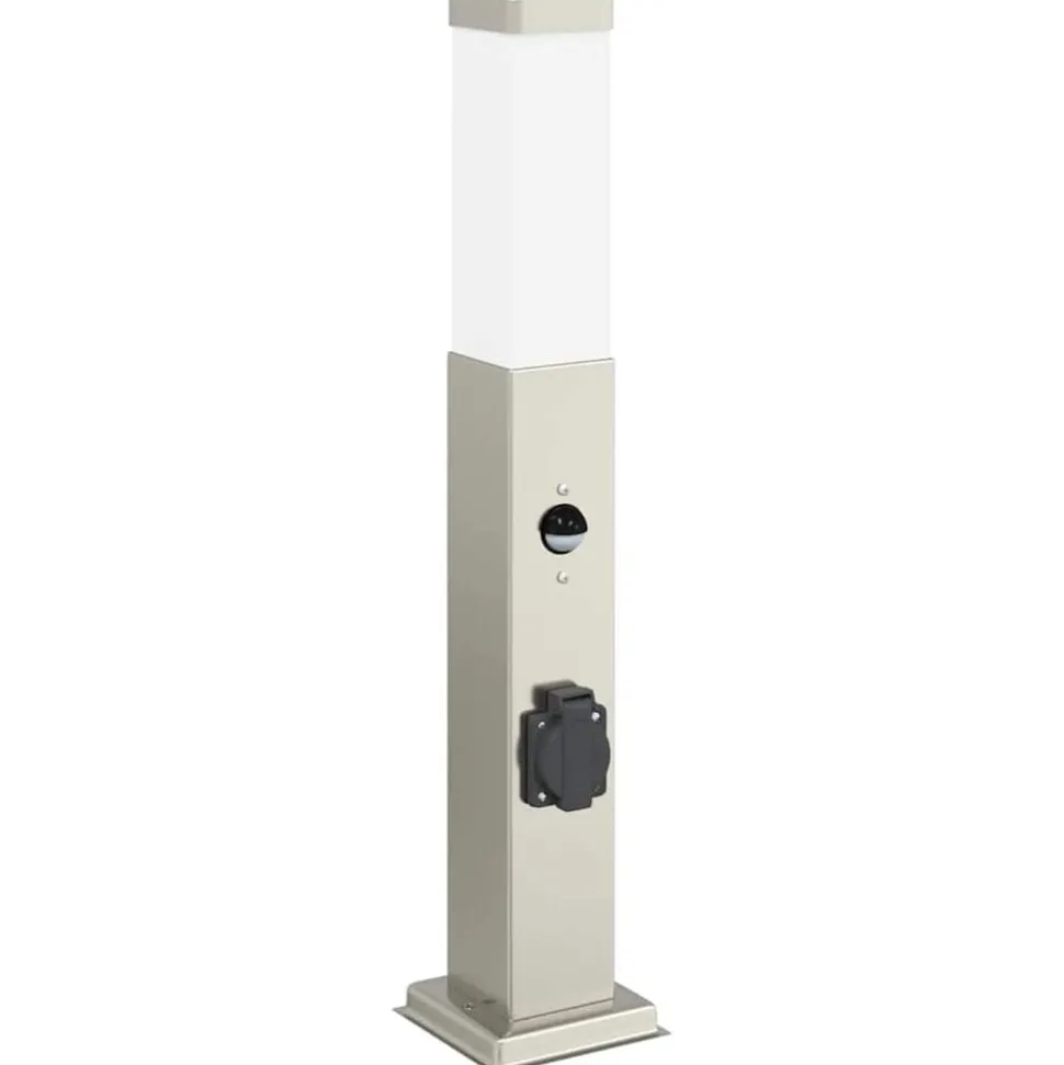 vidaXL Bolderverlichting met sensor en stopcontact 50 cm roestvrij staal IP44