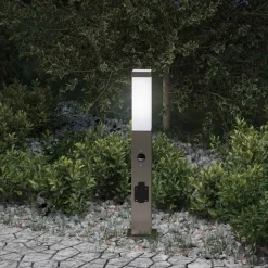 vidaXL Bolderverlichting met sensor en stopcontact 50 cm roestvrij staal IP44