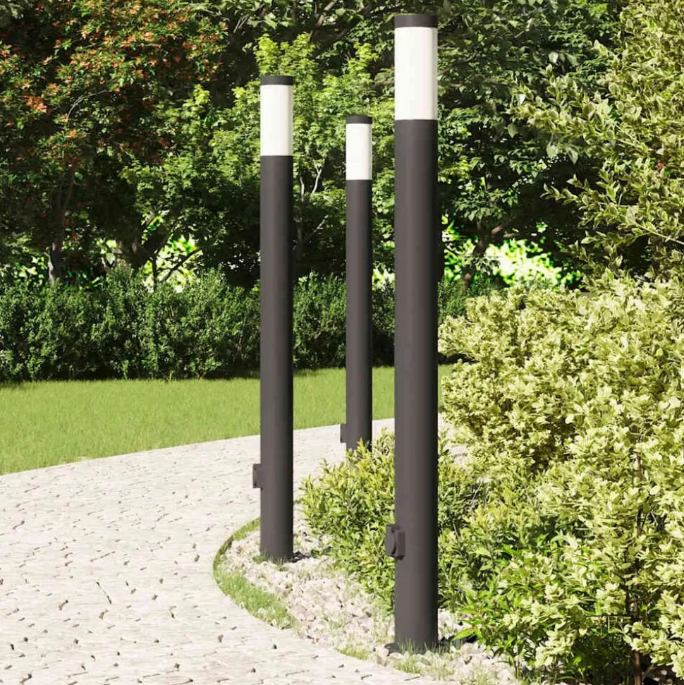 vidaXL Bolderverlichting met stopcontact 3 stuks 110 cm roestvrij staal IP44