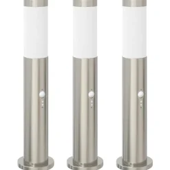 vidaXL Bolderverlichting met sensor 3 stuks 50 cm RVS IP44