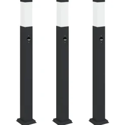 vidaXL Bolderverlichting met sensor 3 stuks 80 cm Zwart IP44