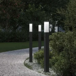 vidaXL Bolderverlichting met sensor 3 stuks 80 cm Zwart IP44