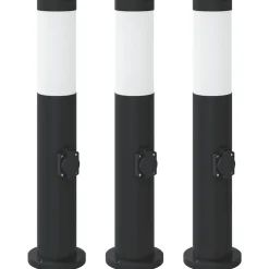 vidaXL Bolderverlichting met stopcontact 3 stuks 50 cm roestvrij staal IP44