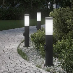 vidaXL Bolderverlichting met stopcontact 3 stuks 50 cm roestvrij staal IP44