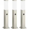vidaXL Bolderverlichting met sensor 3 stuks 50 cm RVS IP44