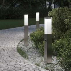 vidaXL Bolderverlichting met sensor 3 stuks 50 cm RVS IP44