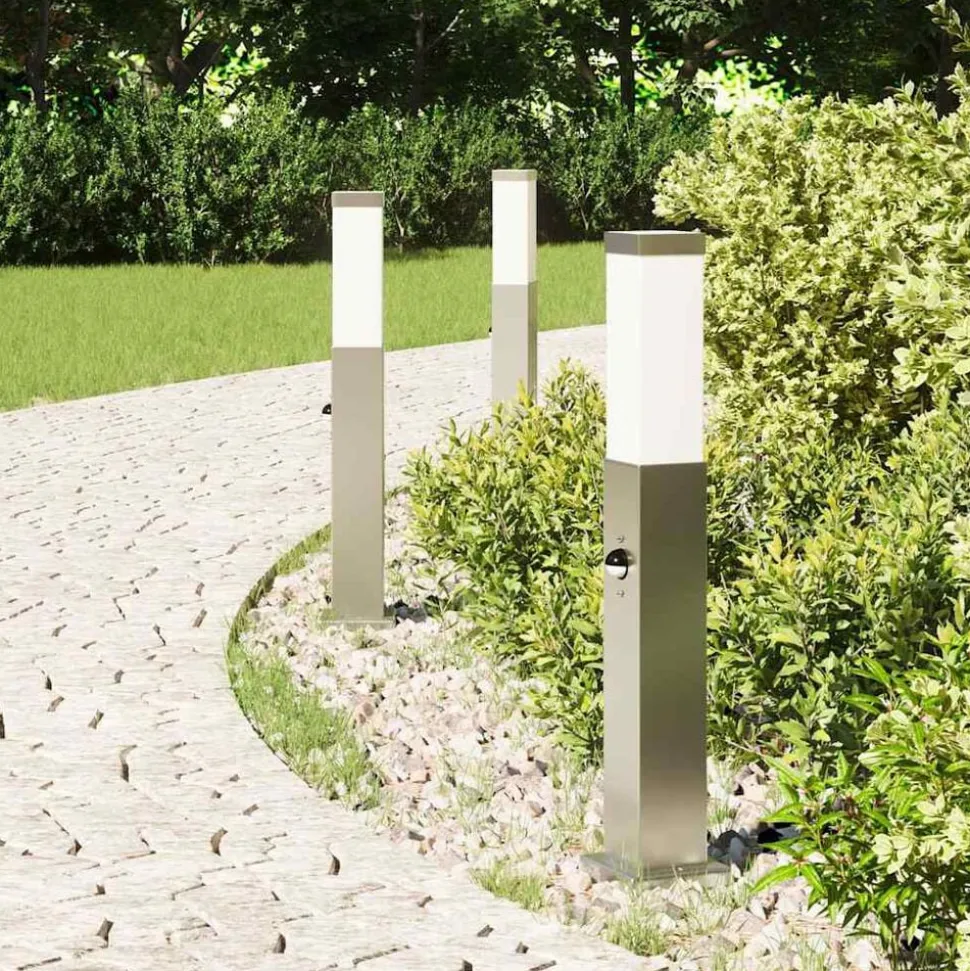 vidaXL Bolderverlichting met sensor 3 stuks 50 cm RVS IP44
