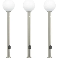 vidaXL Bolderverlichting met sensor en stopcontact 3 stuks 120 cm roestvrij staal IP44