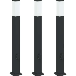 vidaXL Bolderverlichting met stopcontact 3 stuks 80 cm Zwart IP44