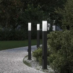 vidaXL Bolderverlichting met stopcontact 3 stuks 80 cm Zwart IP44