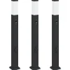 vidaXL Bolderverlichting met sensor en stopcontact 3 stuks 80 cm zwart IP44
