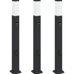 vidaXL Bolderverlichting met sensor en stopcontact 3 stuks 80 cm zwart IP44