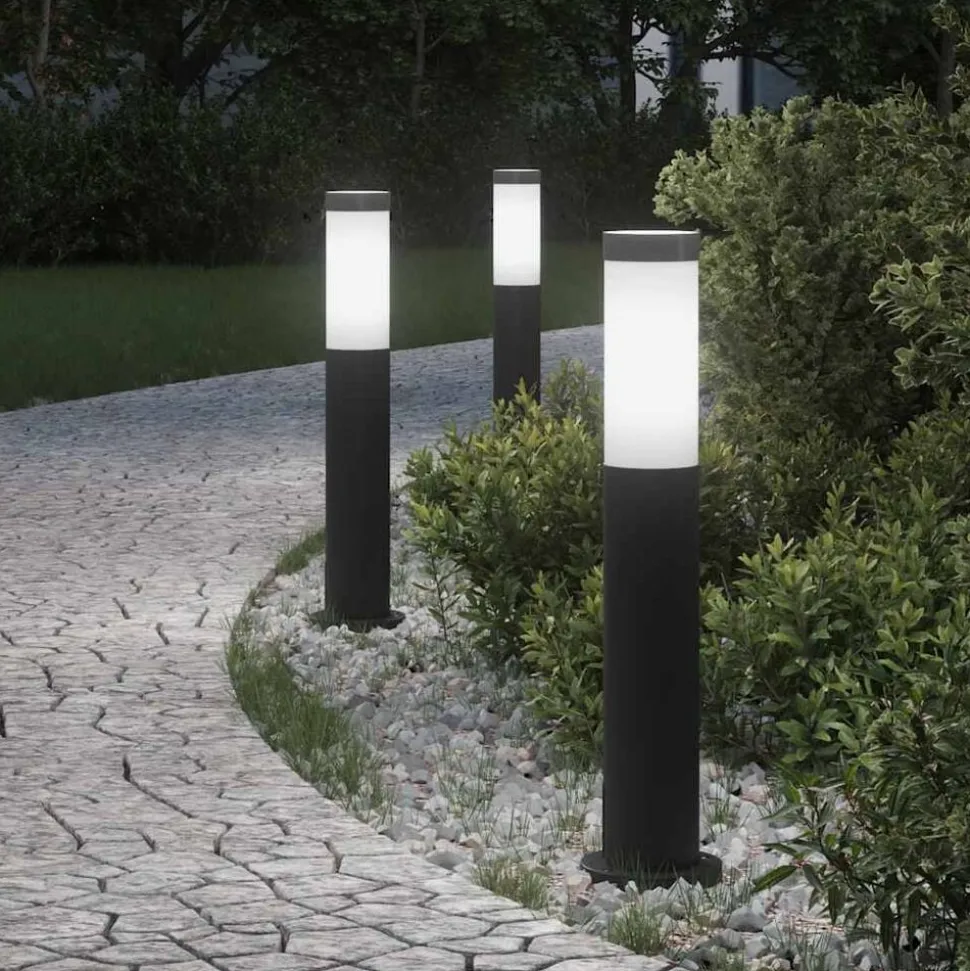 vidaXL Bolderverlichting 3 stuks 50 cm RVS IP44
