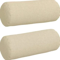 vidaXL Bolster Kussens 2 stuks Crème Ø 15 x 40 cm Stof