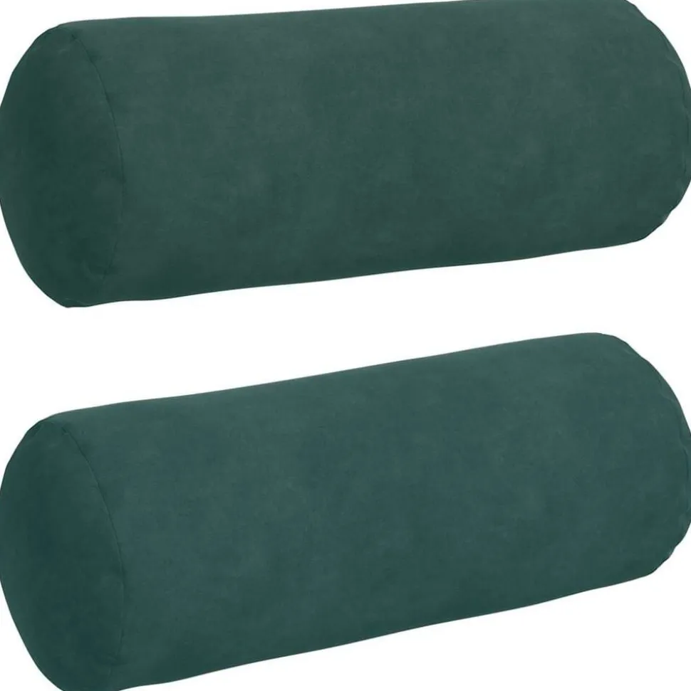 vidaXL Bolster Kussens 2 stuks Donkergroen Ø 15 x 40 cm Cordstof