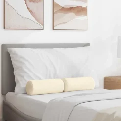 vidaXL Bolster Kussens 2 stuks Crème Ø 15 x 40 cm Cordstof