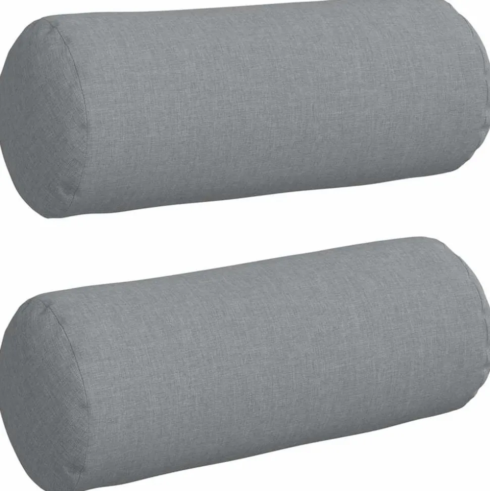 vidaXL Bolster Kussens 2 stuks Lichtgrijs Ø 15 x 40 cm Stof