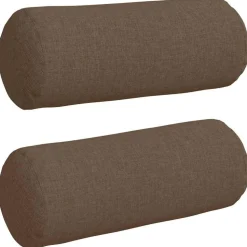 vidaXL Bolster Kussens 2 stuks Bruin Ø 15 x 40 cm Stof