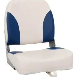 vidaXL Bootstoel 1 set met blauw-witte kussens inklapbaar