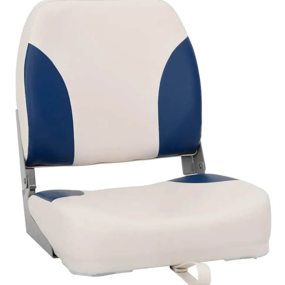 vidaXL Bootstoel 1 set met blauw-witte kussens inklapbaar