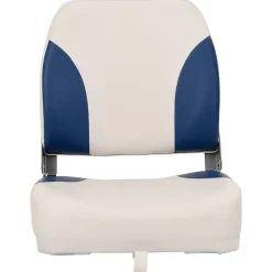 vidaXL Bootstoel 1 set met blauw-witte kussens inklapbaar