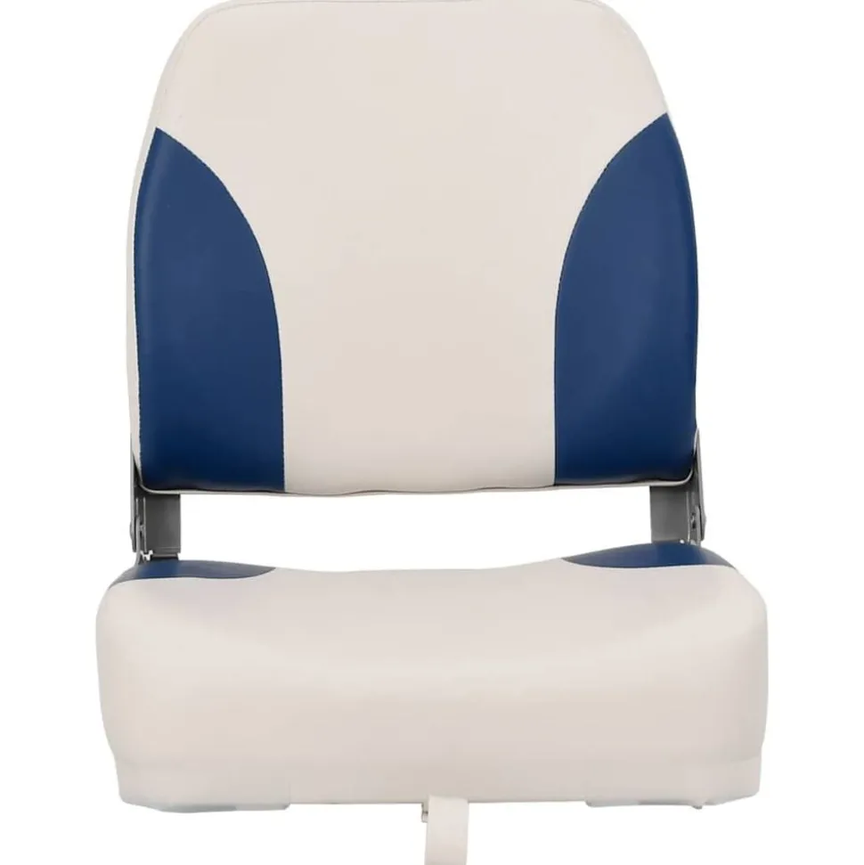 vidaXL Bootstoel 1 set met blauw-witte kussens inklapbaar