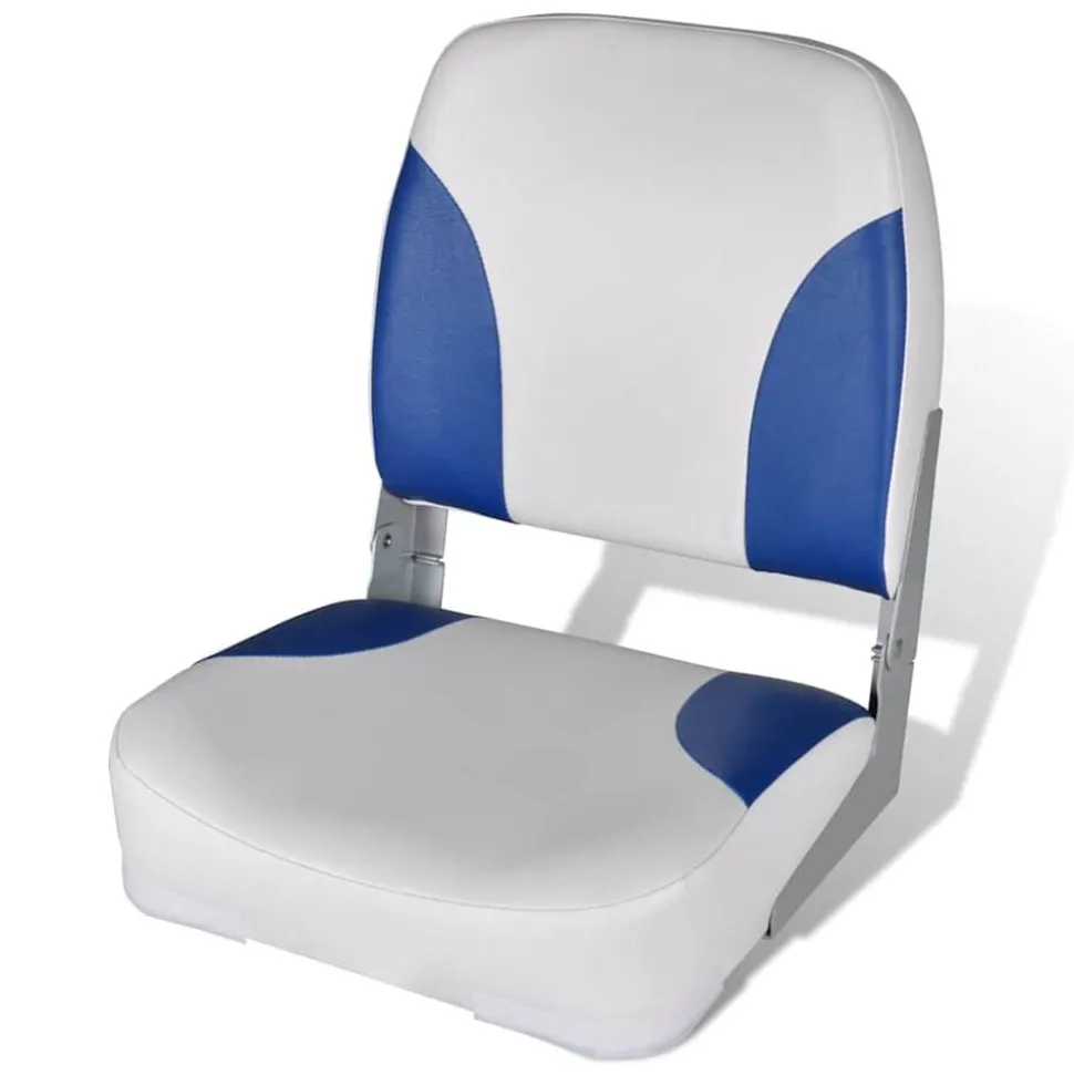 vidaXL Bootstoel met blauw-wit kussen inklapbaar 41x36x48 cm