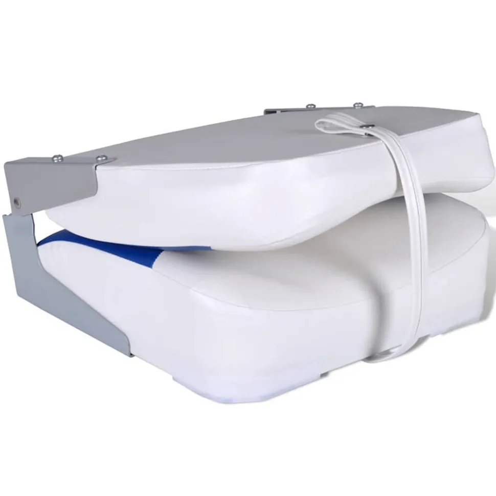 vidaXL Bootstoel met blauw-wit kussen inklapbaar 41x36x48 cm