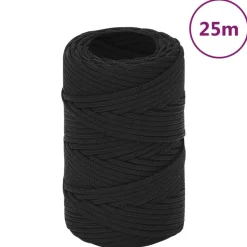 vidaXL Boottouw 2 mm 25 m polypropeen zwart
