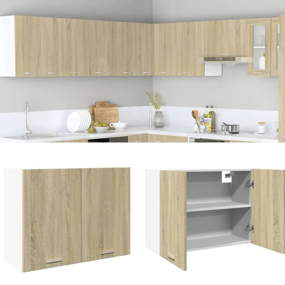 vidaXL Bovenkast Lyon 80x31x60 cm bewerkt hout sonoma eikenkleurig