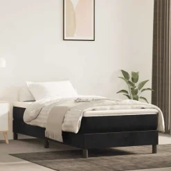 vidaXL Boxspring bed fluweel zwart 80x200 cm