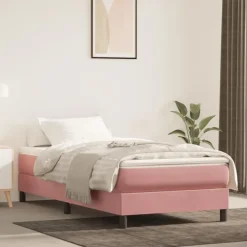 vidaXL Boxspring bed fluweel roze 80x200 cm