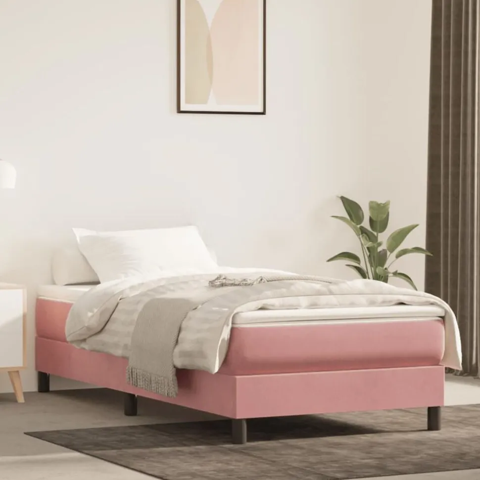 vidaXL Boxspring bed fluweel roze 80x200 cm