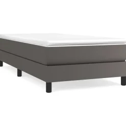 vidaXL Boxspring bed kunstleer grijs 80x200 cm