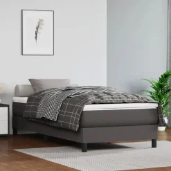 vidaXL Boxspring bed kunstleer grijs 80x200 cm
