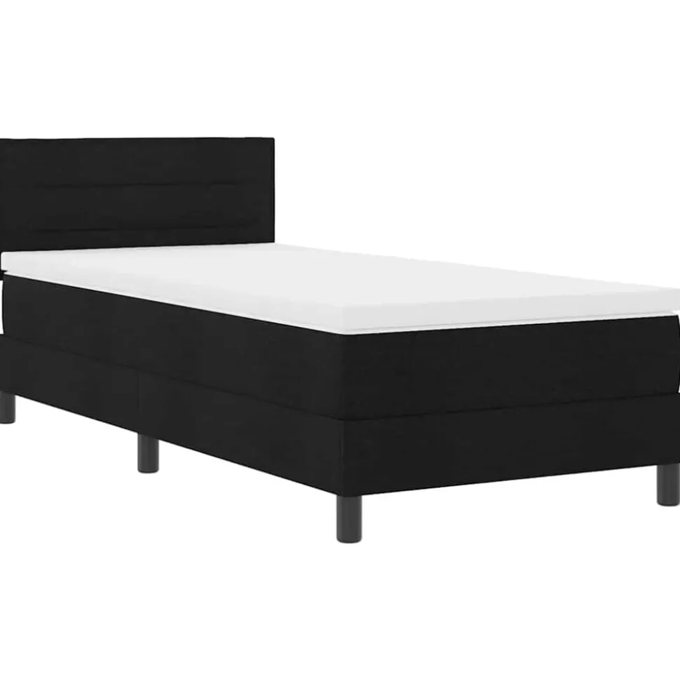 vidaXL Boxspring bed met matras met LED Zwart 90 x 190 cm Stof