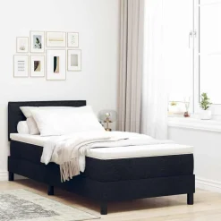 vidaXL Boxspring bed met matras met LED Zwart 90 x 190 cm Stof