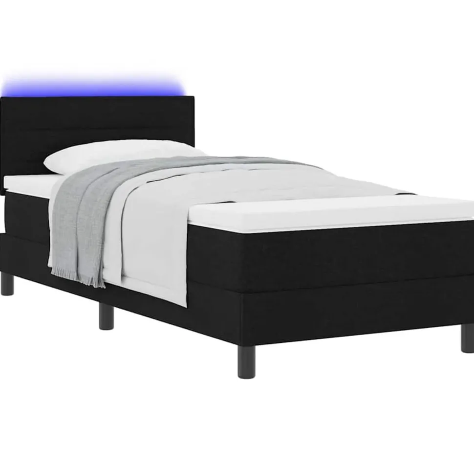 vidaXL Boxspring bed met matras met LED Zwart 90 x 190 cm Stof