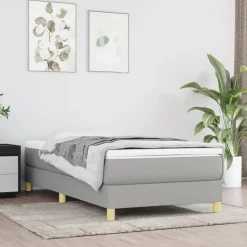 vidaXL Boxspring bed 80x200 cm stof lichtgrijs