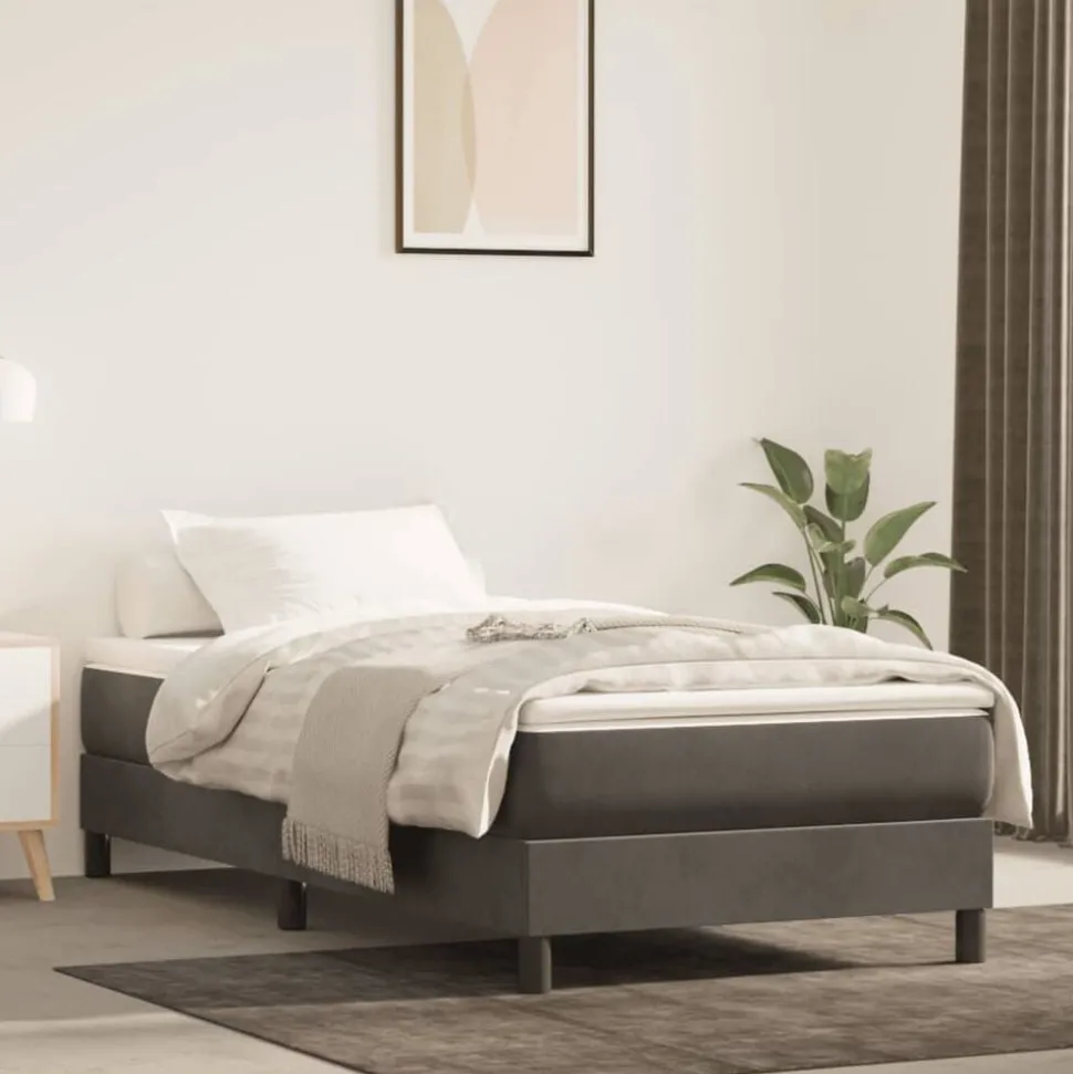vidaXL Boxspring bed 80x200 cm fluweel donkergrijs