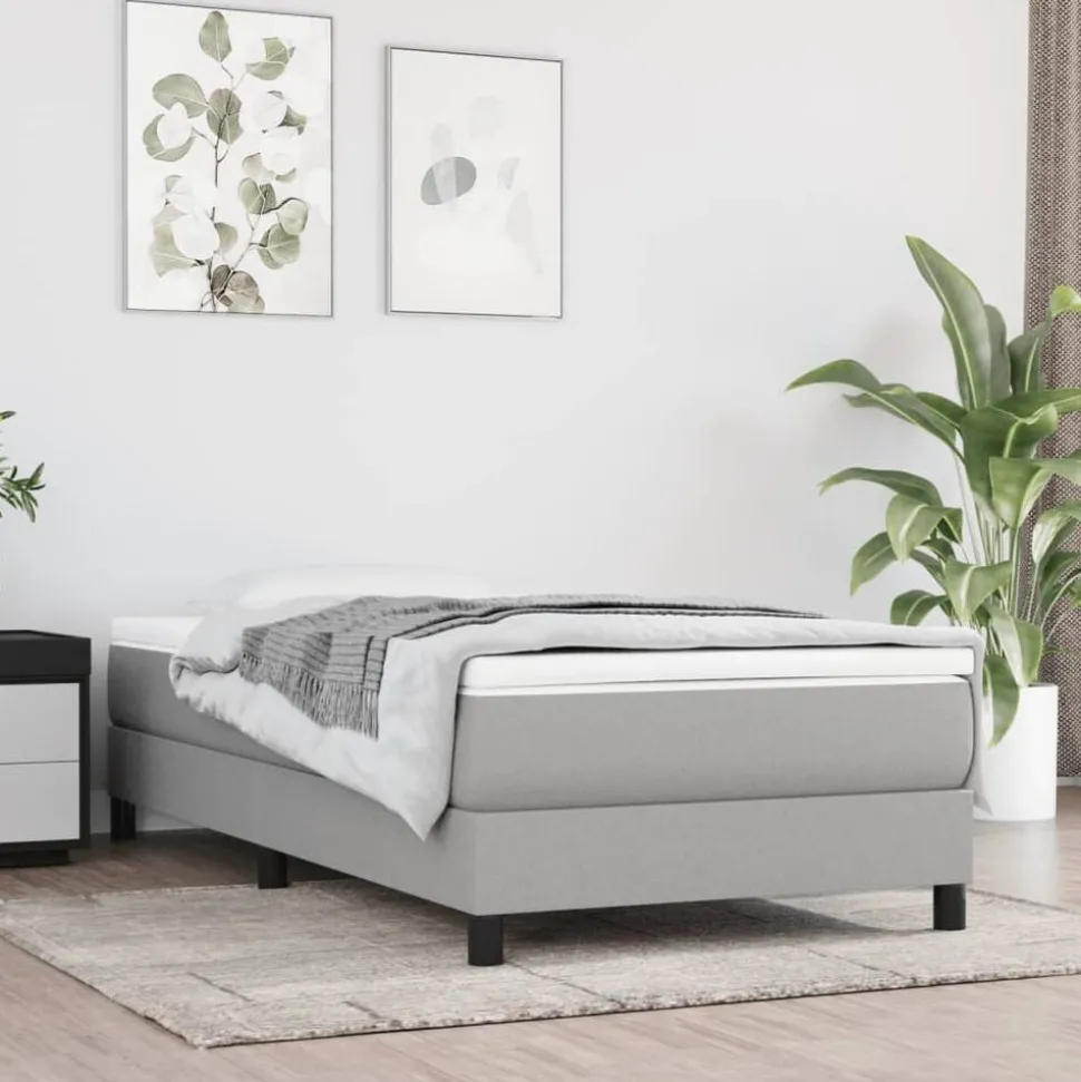 vidaXL Boxspring bed 80x200 cm stof lichtgrijs