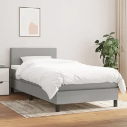 vidaXL Boxspring met matras stof lichtgrijs 80x200 cm