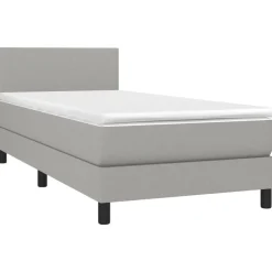 vidaXL Boxspring met matras stof lichtgrijs 80x200 cm