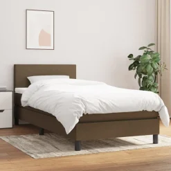 vidaXL Boxspring met matras stof donkerbruin 80x200 cm
