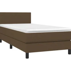 vidaXL Boxspring met matras stof donkerbruin 80x200 cm